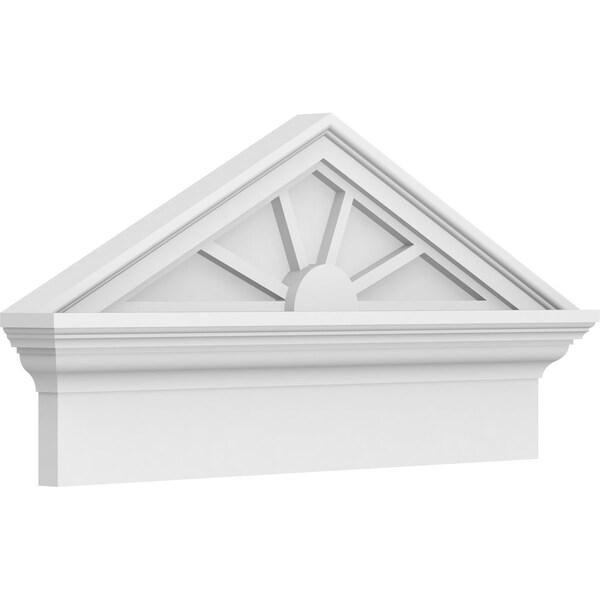 Ekena Millwork Peaked Cap 4 Spoke Architectural PVC Combination Pediment, 26"W x 13-3/8"H x 2-3/4"P (Pitch 6/12) PEDPC026X135PKC04 - main